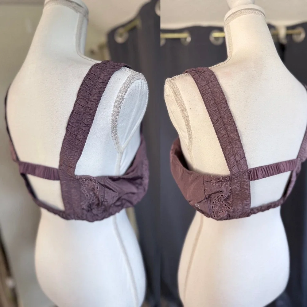 Free People Movement You Bet Eyelet Crop Top Mauve Medium Festival Gorpcore